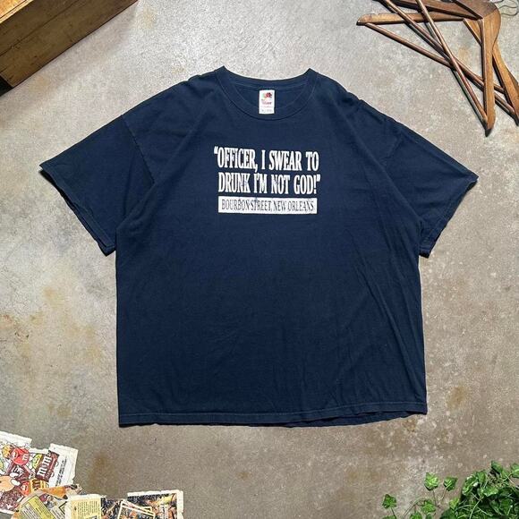 Vintage “Officer, I Swear To Drink Im Not God!” Funny Drinking Tee Black Shirt - Picture 1 of 4